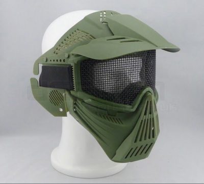 Airsoft Tactical Full Face Guard Mask with Mesh Goggles (Green)