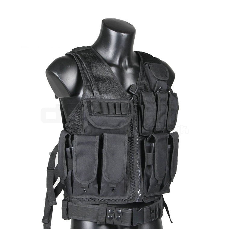 Big Foot 600D Tactical Vest With Pistol Holster (Black) DEFCON AIRSOFT