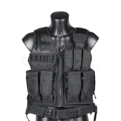 Big Foot 600D Tactical Vest with Pistol Holster (Black)