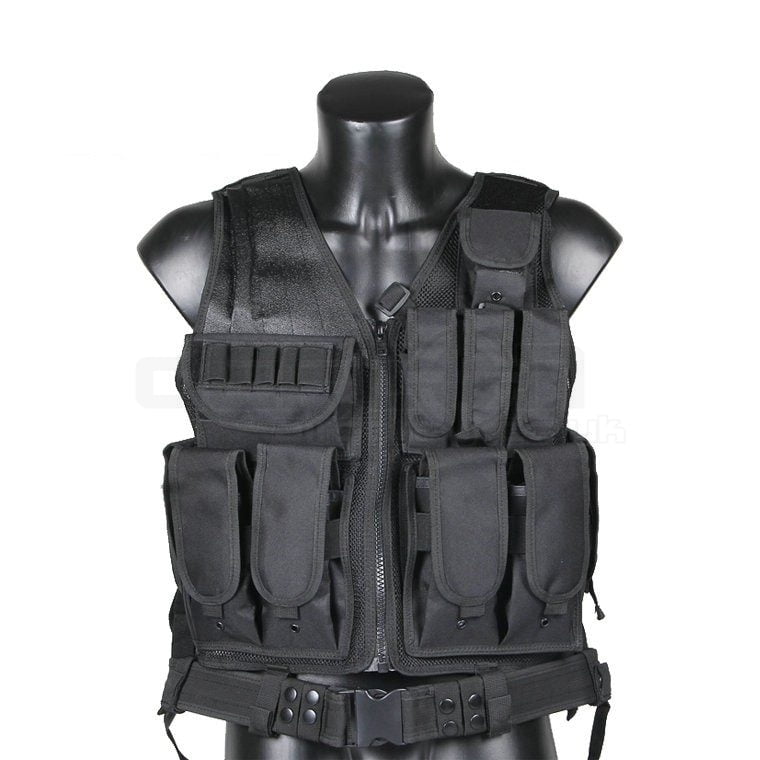 Big Foot 600D Tactical Vest With Pistol Holster (Black) DEFCON AIRSOFT