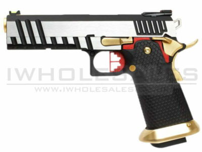 Armorer Works Custom Hi-Capa GBBP (Full Silver Slide - Black Frame - Gold Barrel - AW-HX2001)