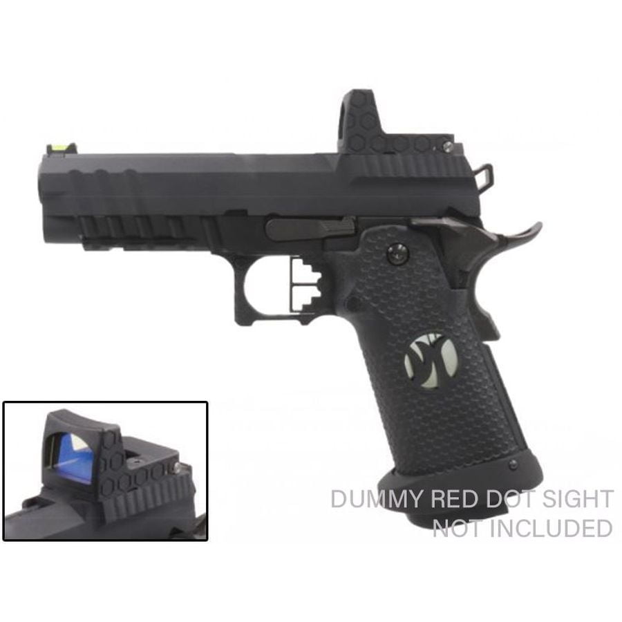 Armorer Works Custom Black Ace Hi-Capa GBBP with RMR Plate (Full Black Slide - Black Frame - Black Barrel - AW-HX2602) - Image 3