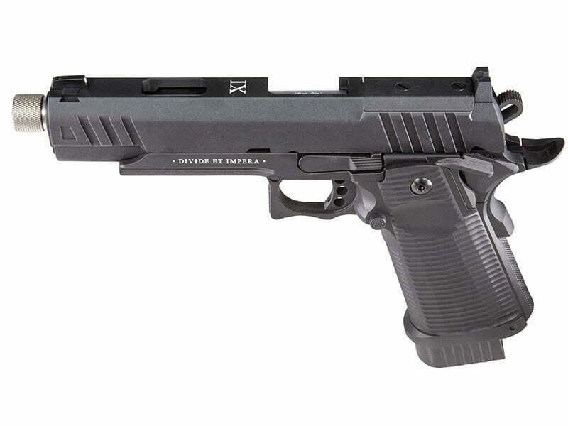 Secutor - LUDUS XI - Hi-Capa 5.1 Custom Pistol (Silver Barrel - Co2 Powered - Gas Ready - Black)