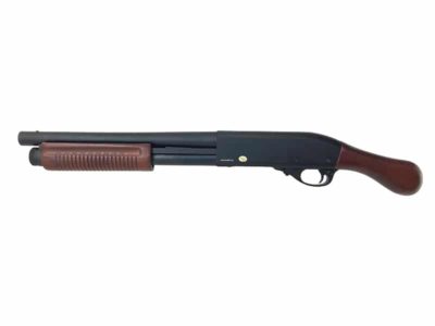 Golden Eagle M870 Sawed-Off Tri-Shot Gas Pump Action Shotgun (Real Wood - Black - 8877RW - V2)
