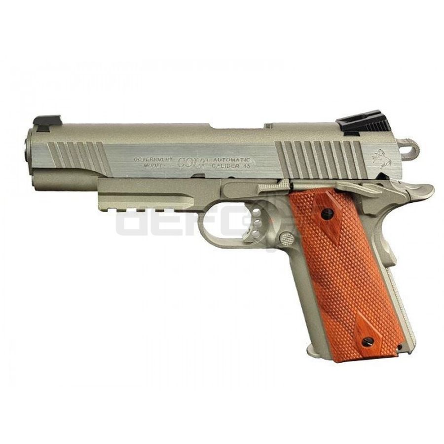 Colt 1911 (Rail) Co2 Blowback Pistol (Silver Cybergun 180530