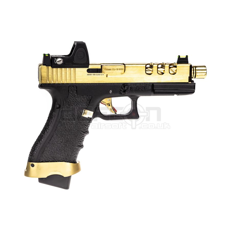 Vorsk EU18 Vented Gold Slide GBB Pistol (Full/Semi Auto) With BDS Red Dot Sight - Image 3