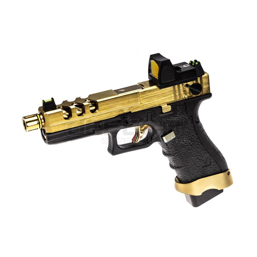 Vorsk EU18 Vented Gold Slide GBB Pistol (Full/Semi Auto) With BDS Red