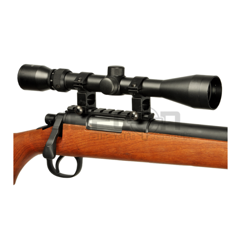 WELL MB03 VSR High Power Sniper Rifle (Wood Effect) With Scope and Bipod DEFCON AIRSOFT
