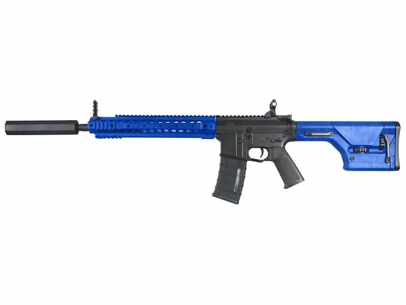 A&K AK25 AEG Rifle With Silencer (Blue - SR25-BK) - DEFCON AIRSOFT