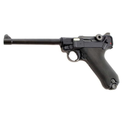 WE P08 Luger GBB Pistol 6" Full Metal Black