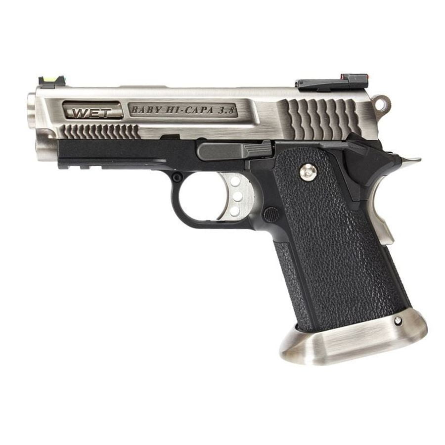 WE HI-CAPA 3.8 Bronrosaurus GBB Pistol Silver Silde - Image 2