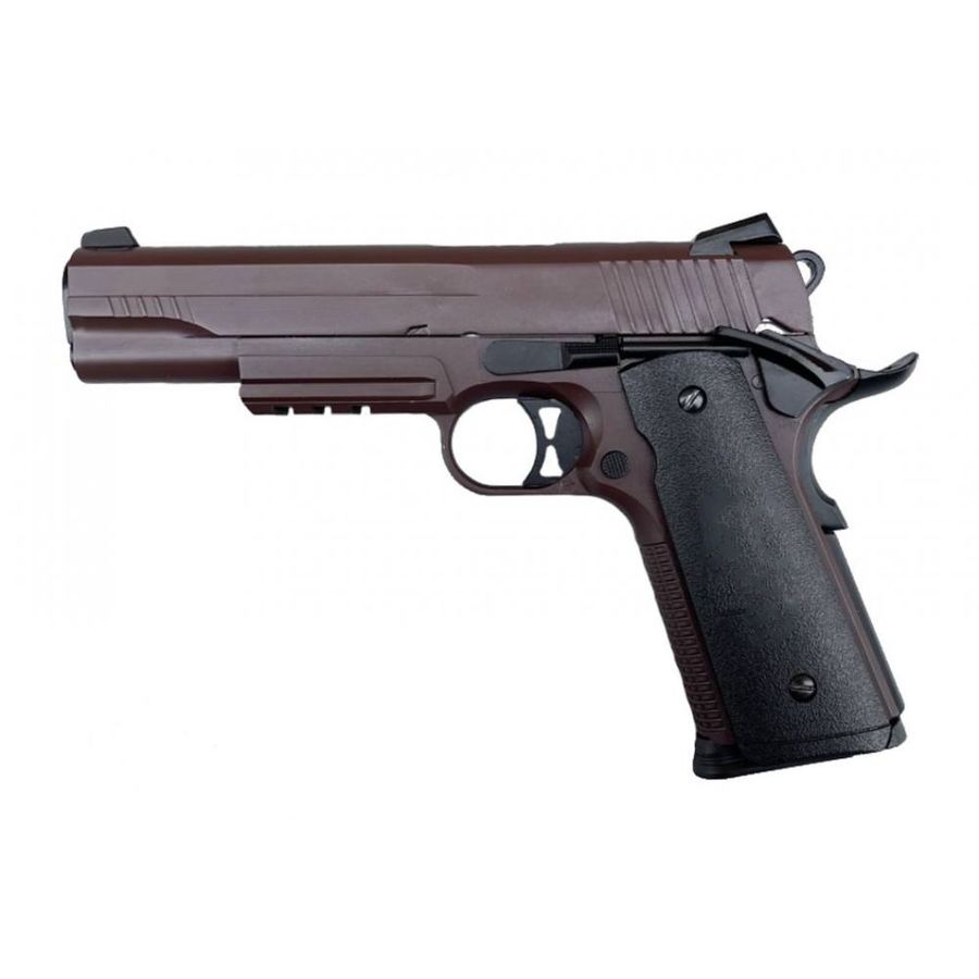 Double Bell 1911 Gas Blowback Pistol (Molon Labe - Tan with Pistol Case)