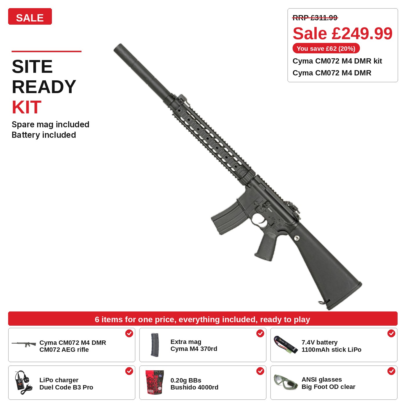 Cyma CM072 M4 DMR Kit, metal, ready to play