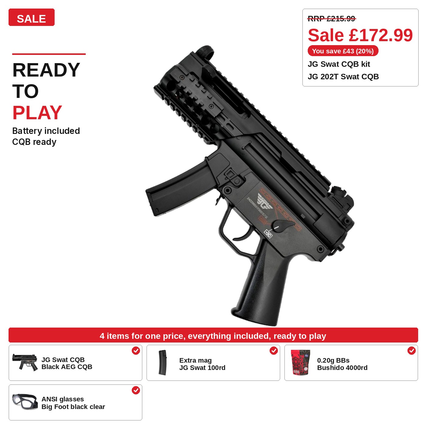 JG Swat CQB Kit, battery included, ready to play