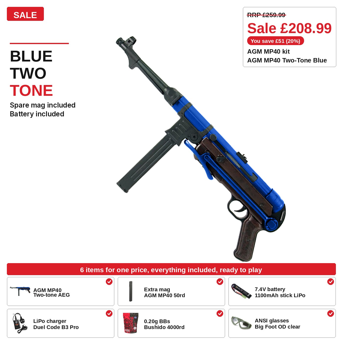AGM MP40 Kit, two-tone blue, ready to play