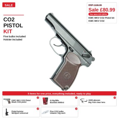 KWC MKV CO2 Pistol Kit, five bulbs included