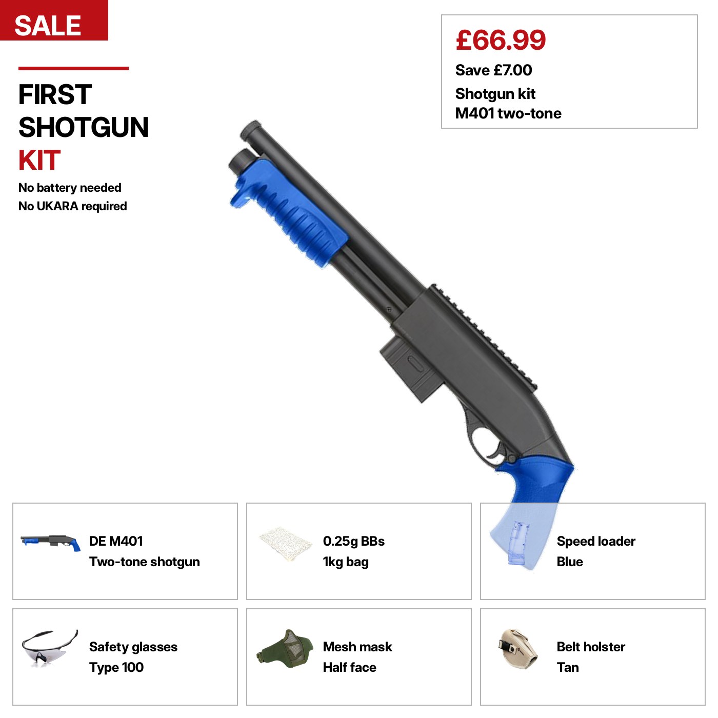 Two-tone shotgun kit. No battery needed.